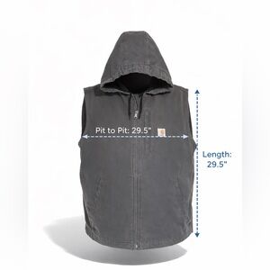Gray Hooded Carhartt Vest fleece lined 5 pockets